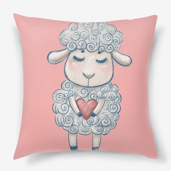 Подушка «Нежная овечка на розовом»