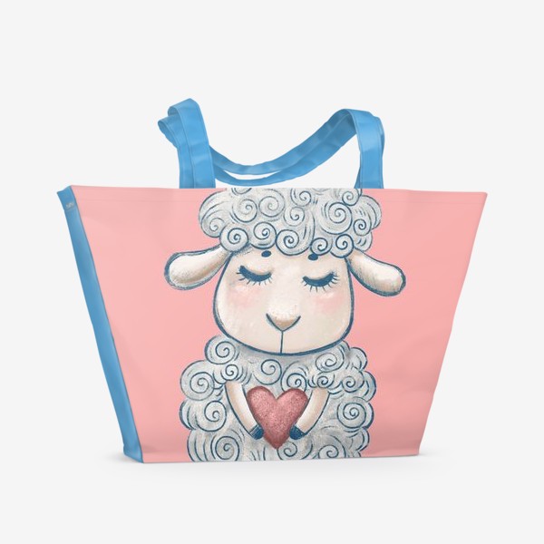 Пляжная сумка «Нежная овечка на розовом»