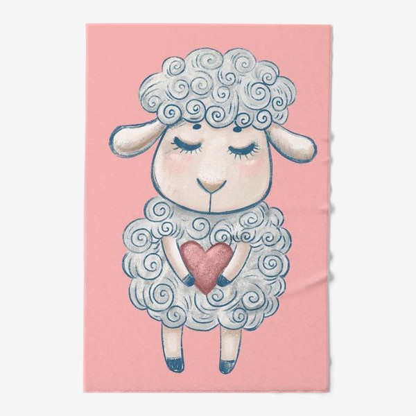 Полотенце «Нежная овечка на розовом»