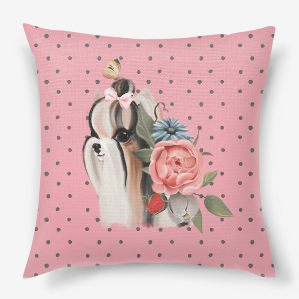 Подушка «Паттерн Йорк на розовом фоне»