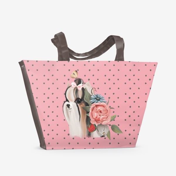 Пляжная сумка &laquo;Паттерн Йорк на розовом фоне&raquo;