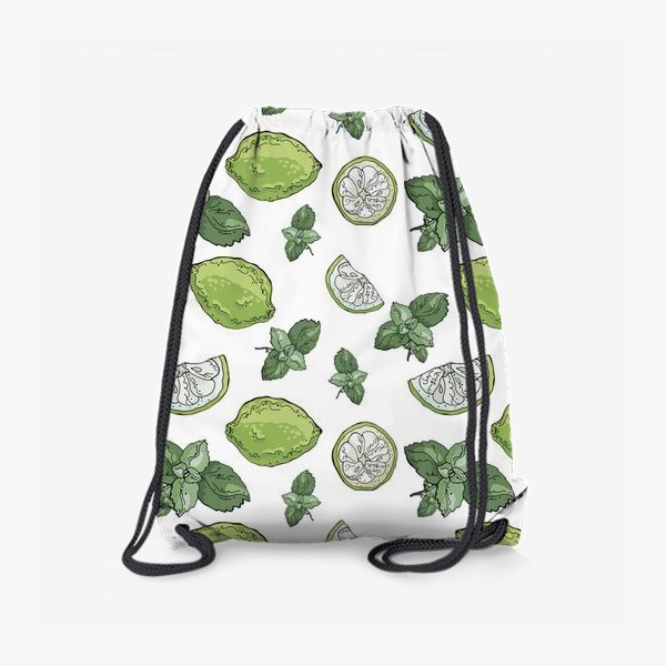 Рюкзак «Сочно-зеленый летний паттерн с лаймами и мятой»