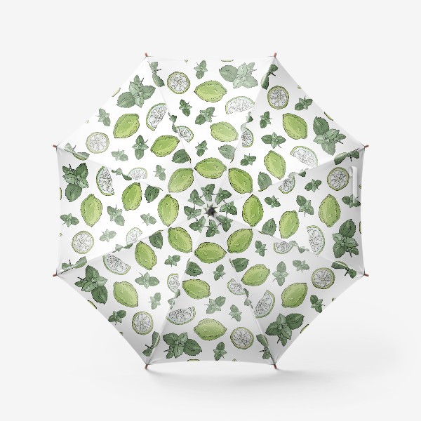 Зонт «Сочно-зеленый летний паттерн с лаймами и мятой»