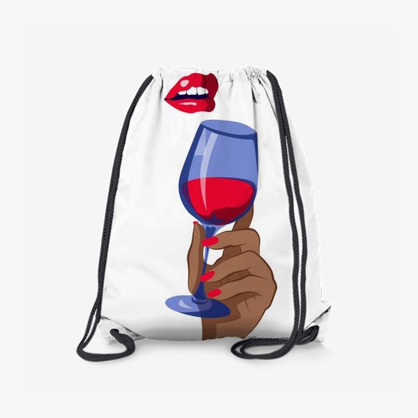Рюкзак «Губы и рука с бокалом вина»