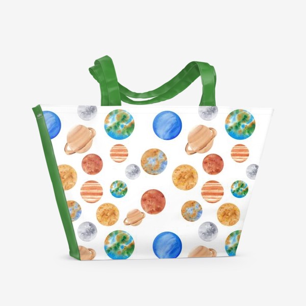 Пляжная сумка «Планеты. Солнечная система. Паттерн.»