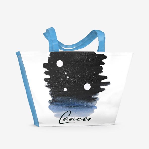 Пляжная сумка «Созвездие Рак. Звездное небо. Акварель»