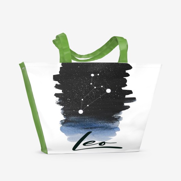 Пляжная сумка «Созвездие Лев. Звездное небо. Акварель»