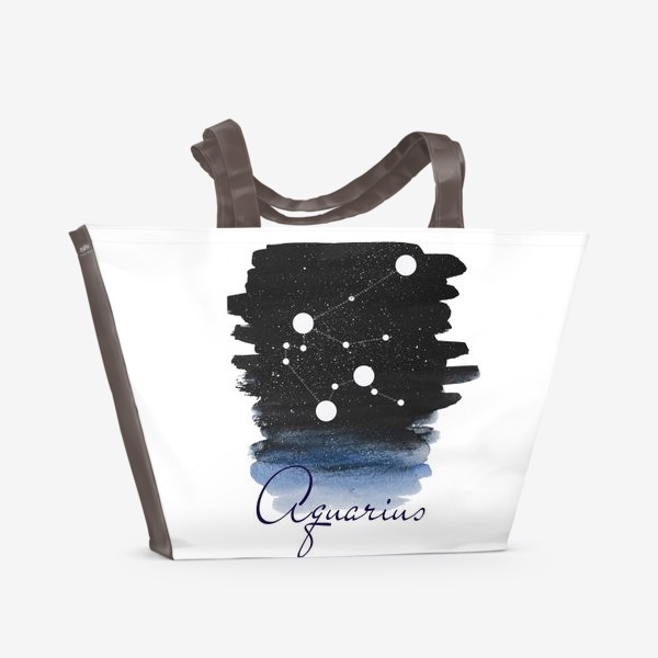 Пляжная сумка «Созвездие водолея. Звездное небо. Акварель»