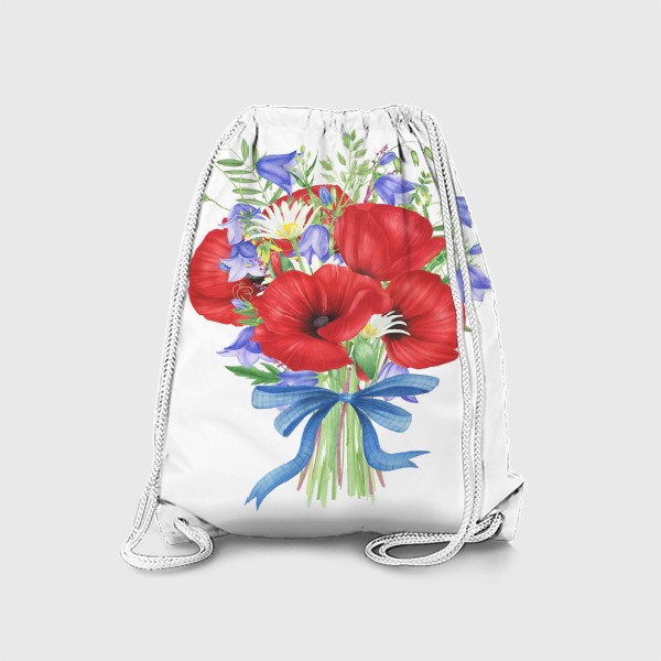 Рюкзак «Букет маков с луговыми цветами»