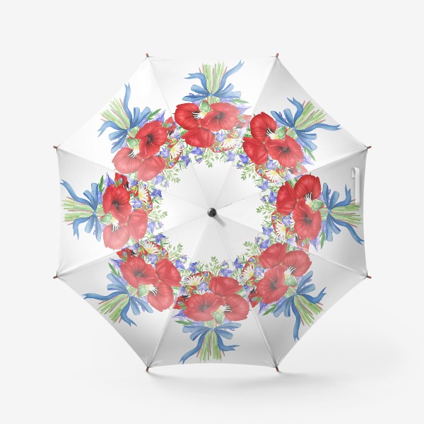 Зонт «Букет маков с луговыми цветами»