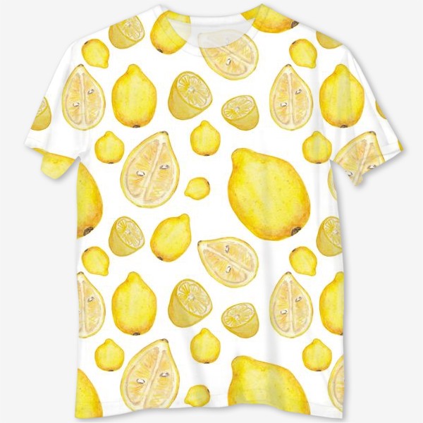 Футболка с полной запечаткой «Лимоны и листья»