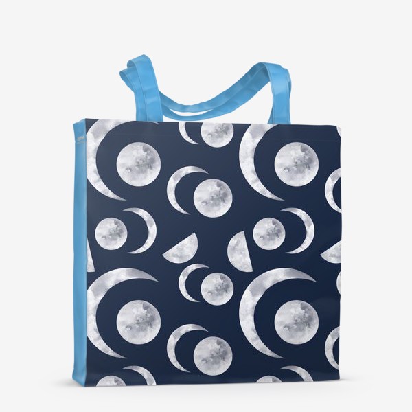 Сумка-шоппер «Луна на синем фоне. Паттерн»