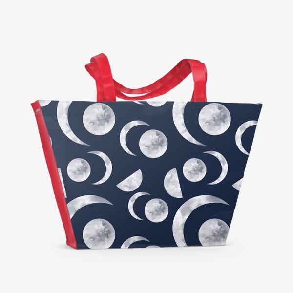 Пляжная сумка «Луна на синем фоне. Паттерн»
