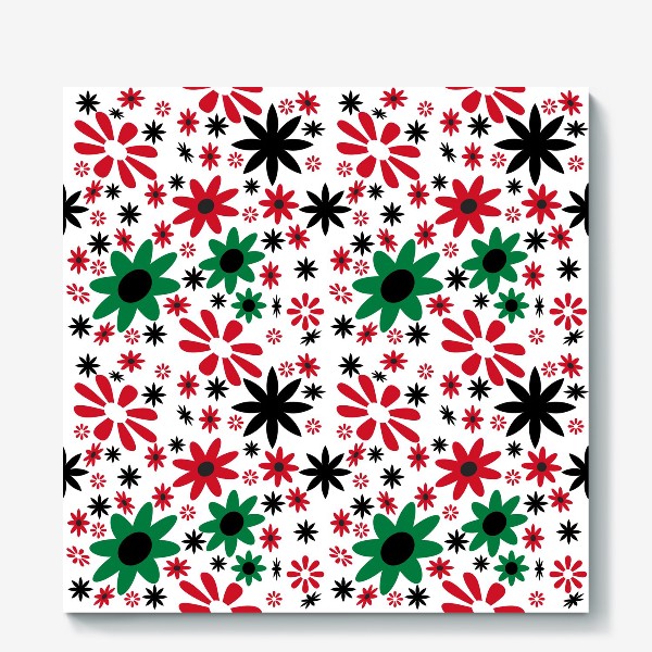Холст «pattern with leaves and flowers doodling style»