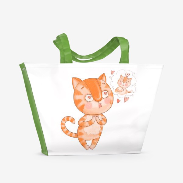 Пляжная сумка «Котик Кексик влюблен»