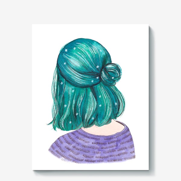 Холст «Девочка с синими волосами»