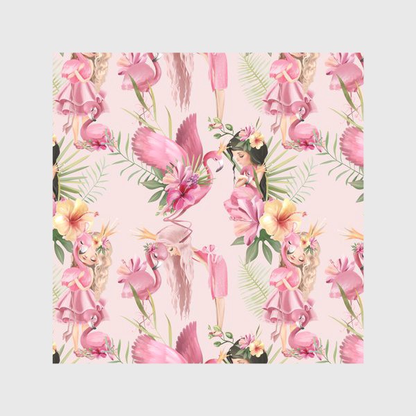 Скатерть «Паттерн Фламинго, Цветы Тиаре»