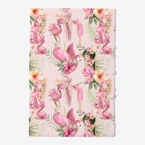 Полотенце «Паттерн Фламинго, Цветы Тиаре»