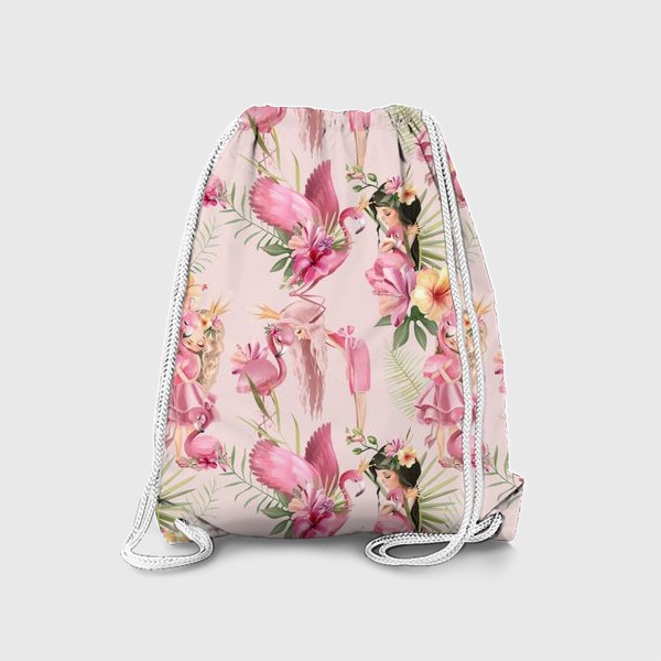 Рюкзак «Паттерн Фламинго, Цветы Тиаре»