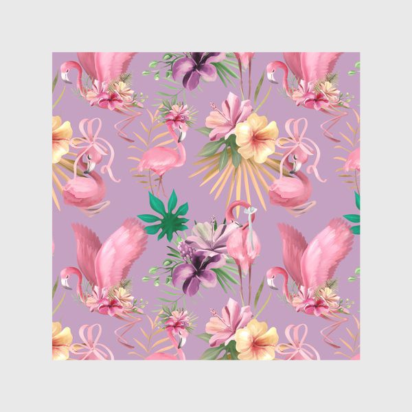 Скатерть «Паттерн Фламинго, Цветы Тиаре»