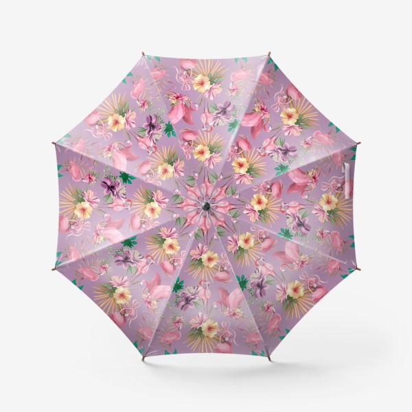 Зонт «Паттерн Фламинго, Цветы Тиаре»