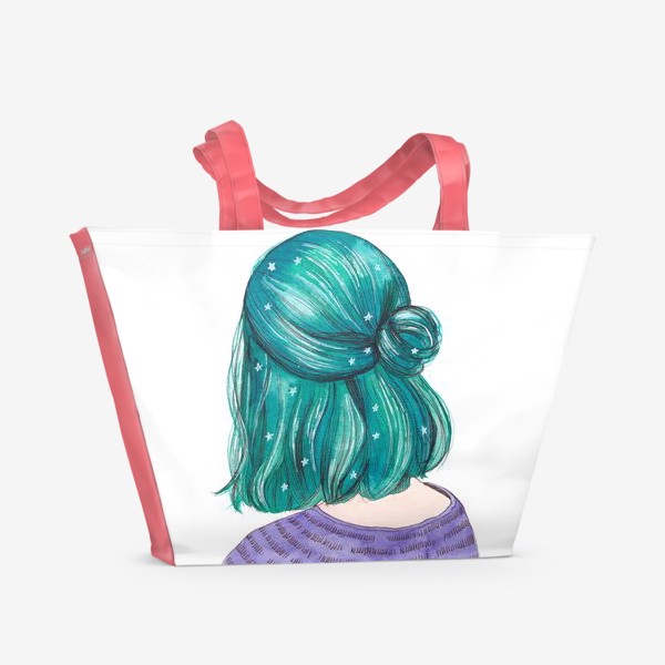 Пляжная сумка «Девочка с синими волосами»