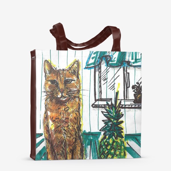 Сумка-шоппер «Котик и ананас дома»