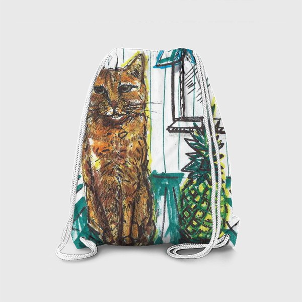 Рюкзак «Котик и ананас дома»