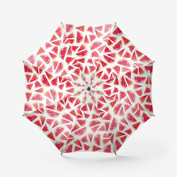Зонт «Акварельные кусочки арбузов. Летний сочный паттерн»
