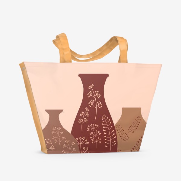 Пляжная сумка «Керамика.  Вазы с растительным орнаментом»