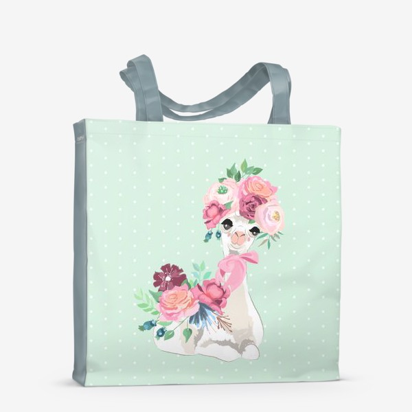 Сумка-шоппер «Лама с цветами»