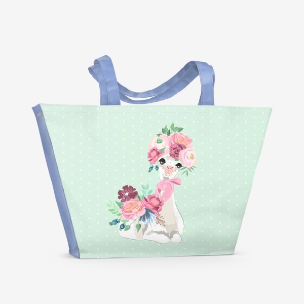 Пляжная сумка «Лама с цветами»