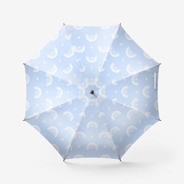 Зонт «Белая радуга на голубом фоне. Паттерн»