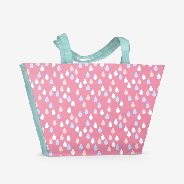 Пляжная сумка «Паттерн с каплями на розом фоне»