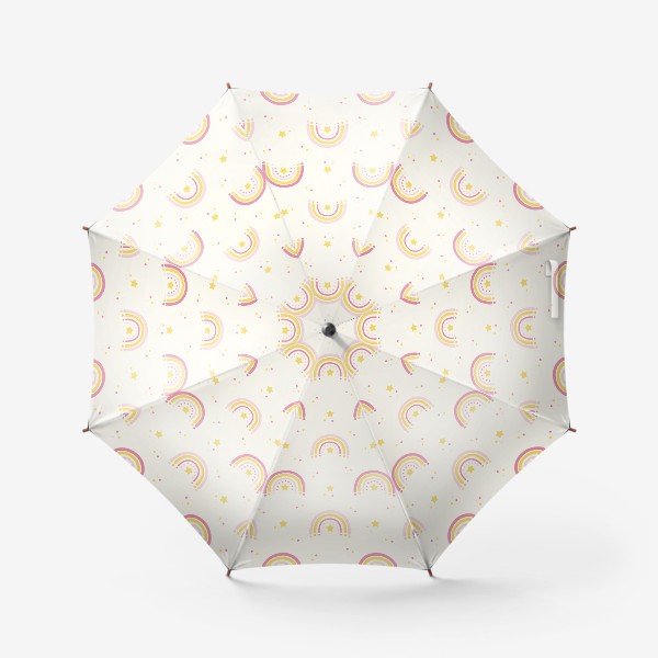 Зонт «Яркая, охристая радуга на желтом фоне со звездами»