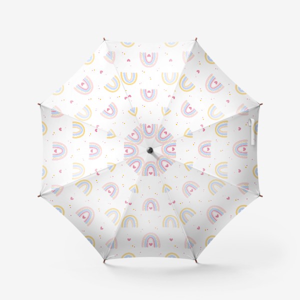 Зонт «Разноцветные радуги с сердечками. Детский паттерн»