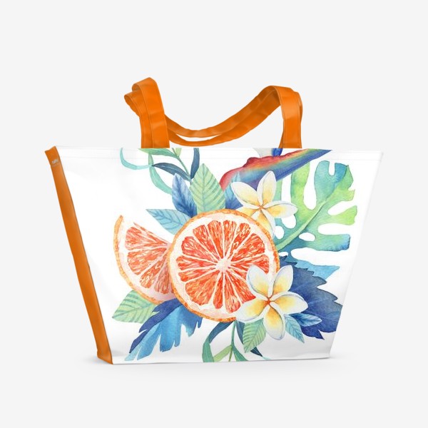 Пляжная сумка «Тропики. Цитрус и цветы»