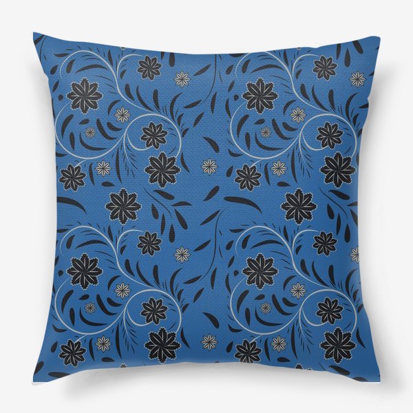 Подушка «pattern with flowers and leaves hohloma style »