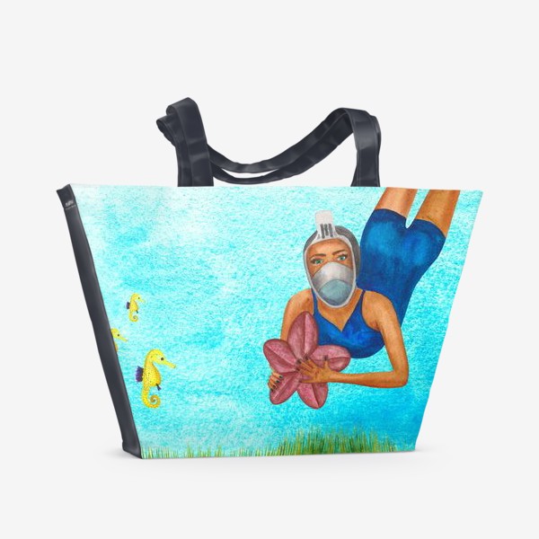 Пляжная сумка «Девушка занимается снорклингом»