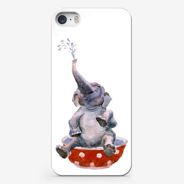 Чехол iPhone «слон купается в посуде пиала»