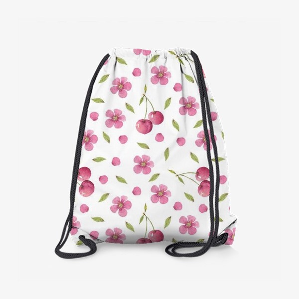 Рюкзак «Паттерн из акварельных цветов и вишни»