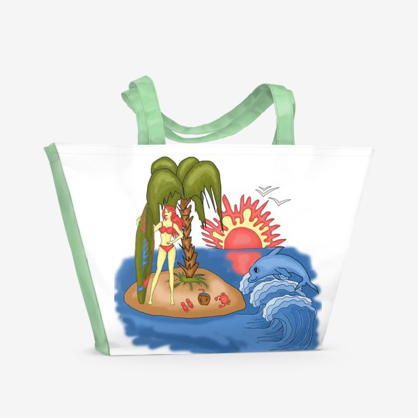 Пляжная сумка «Девушка с серфом. Активное лето»
