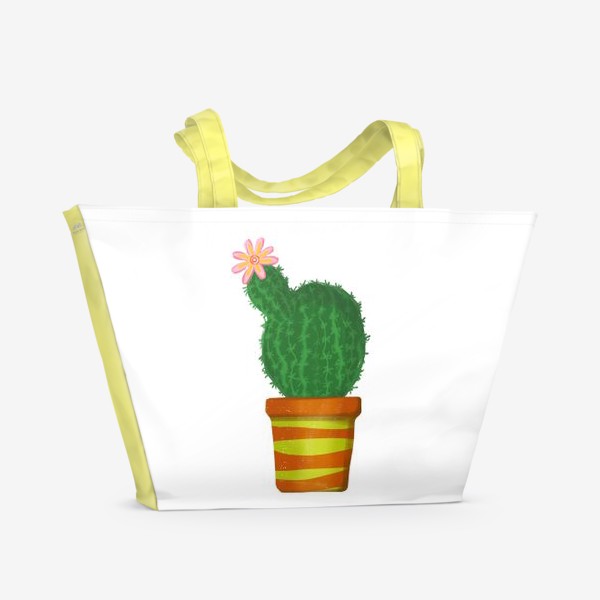 Пляжная сумка &laquo;Цветущий кактус в горшке&raquo;