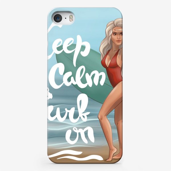 Чехол iPhone «Keep calm and surf on»