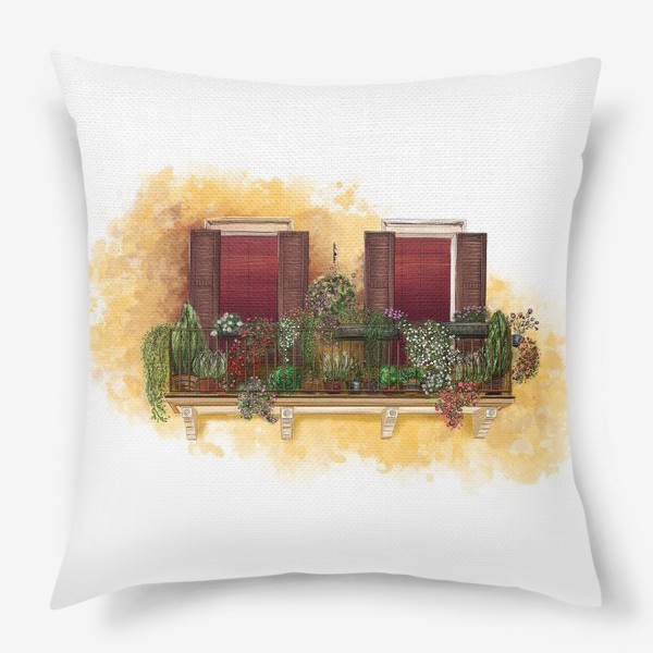 Подушка «Уютные окна Италии.»
