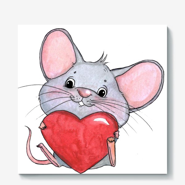 Холст &laquo;мышонок с сердцем&raquo;