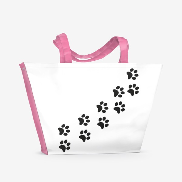Пляжная сумка «Лапки кошки/собачки, следы»