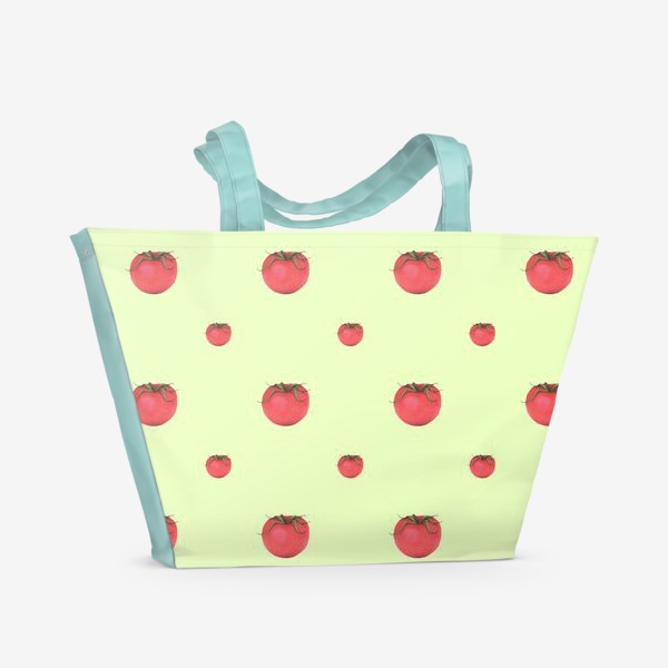 Пляжная сумка &laquo;Помидоры - овощной паттерн для вегетарианца или вегана&raquo;