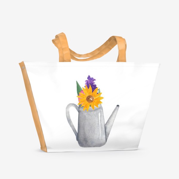 Пляжная сумка «Цветы в лейке»