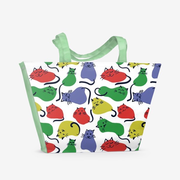 Пляжная сумка «Котики. Детский рисунок»